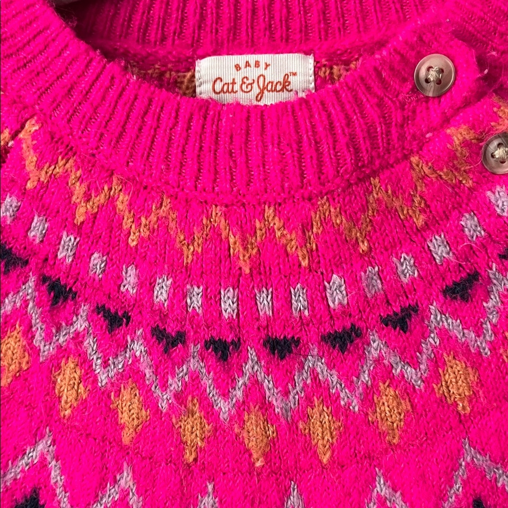 Cat & Jack Pink Patterned Sweater